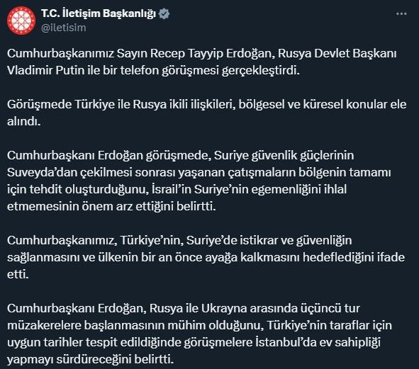 Cumhurbaşkanı Erdoğan Putin ile görüştü! Gündemde Suriye'deki çatışmalar var