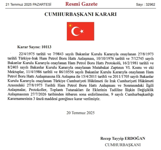 Cumhurbaşkanı Erdoğan imzaladı: 52 yıllık anlaşma bitiyor