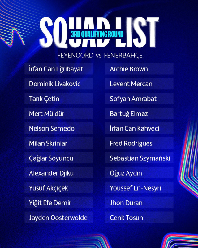 Yıldız futbolcular yok! Fenerbahçe'nin Feyenoord maçı kamp kadrosu belli oldu