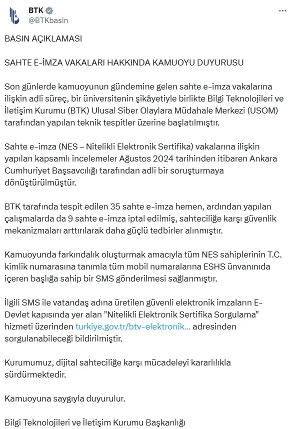 Sahte diploma soruşturmasına ilişkin BTK'dan açıklama
