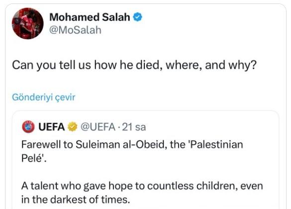 Salah'tan UEFA'ya Filistin tepkisi: Nasıl öldüğünü anlatabilir misiniz?