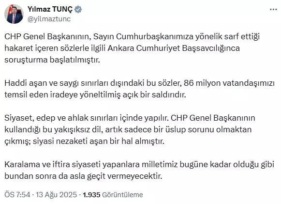 Erdoğan'ı hedef alan sözleri nedeniyle Özgür Özel hakkında soruşturma