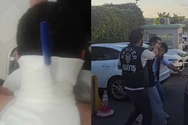Kavgada ensesinden bıçaklandı, apar topar ameliyata alındı! O anlar kamerada