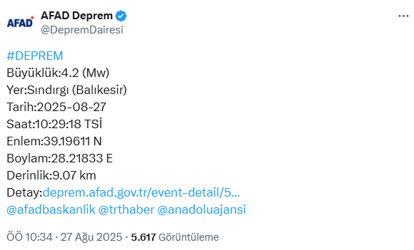 Balıkesir beşik gibi sallanıyor! 4.2'lik bir deprem daha meydana geldi