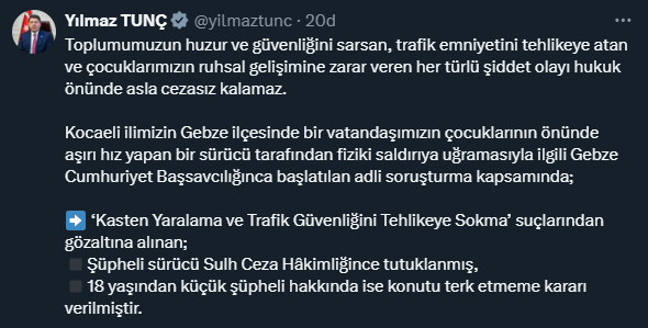 Gebze'de çocuklarının yanında babaya tokat atan sürücü tutuklandı