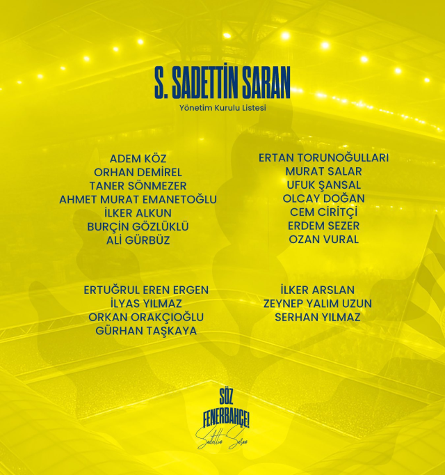 Fenerbahçe seçime gidiyor! İşte Ali Koç ve Sadettin Saran'ın A takımı