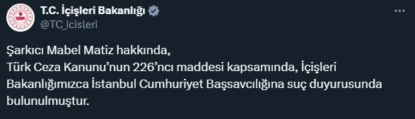 Şarkısıyla tartışma yaratan Mabel Matiz hakkında suç duyurusu