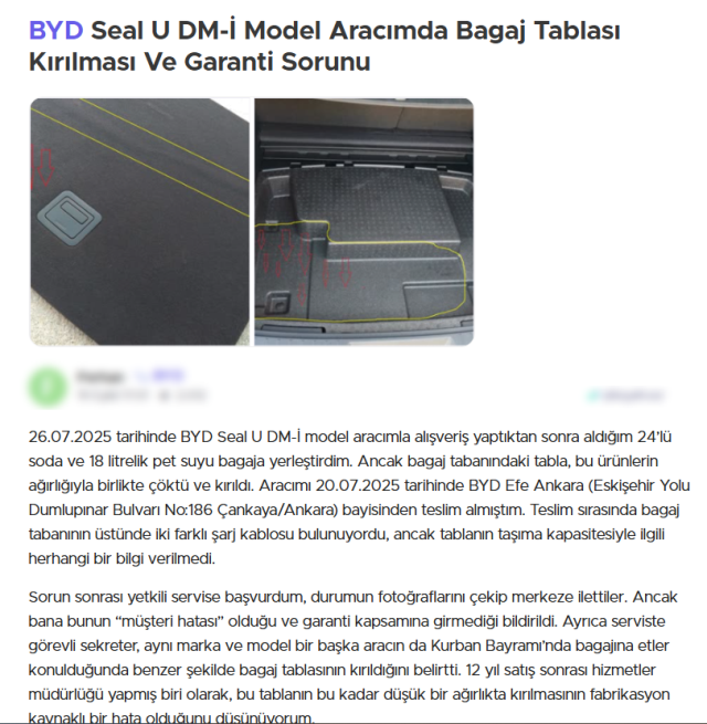 BYD marka araç alan vatandaşın büyük hayal kırıklığı
