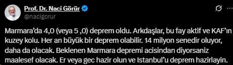 Naci Görür'den 5'lik Marmara depremiyle ilgili uykuları kaçıracak uyarı: Her an büyük deprem olabilir