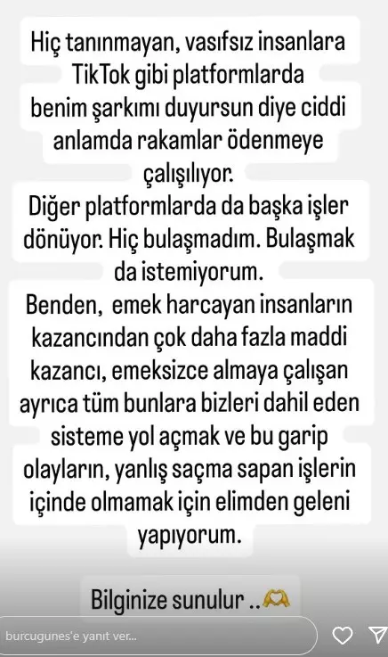 Burcu Güneş'ten müzik dünyasına sert tepki: Çok araştırdım, bulamadım