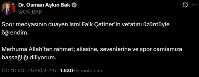 Duayen gazeteci Faik Çetiner hayatını kaybetti Duayen gazeteci Faik Çetiner hayatını kaybetti