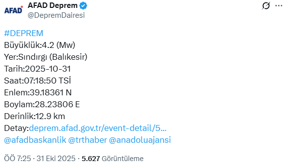 Balıkesir'de bir korkutan deprem daha! Çevre illerde de büyük panik yaşandı Balıkesir'de bir korkutan deprem daha! Çevre illerde de büyük panik yaşandı