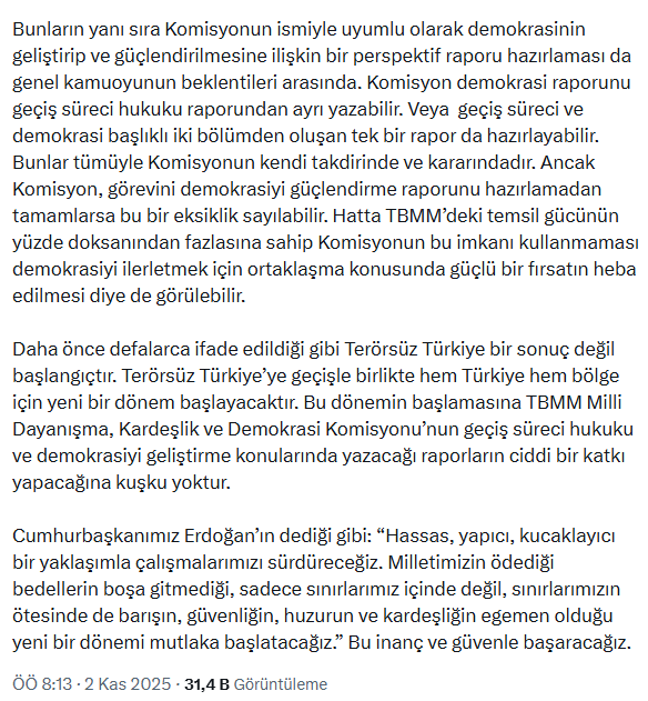 Cumhurbaşkanı Başdanışmanı Uçum: Komisyonun İmralı'da Öcalan'ı dinlemesi bekleniyor Cumhurbaşkanı Başdanışmanı Uçum: Komisyonun İmralı'da Öcalan'ı dinlemesi bekleniyor