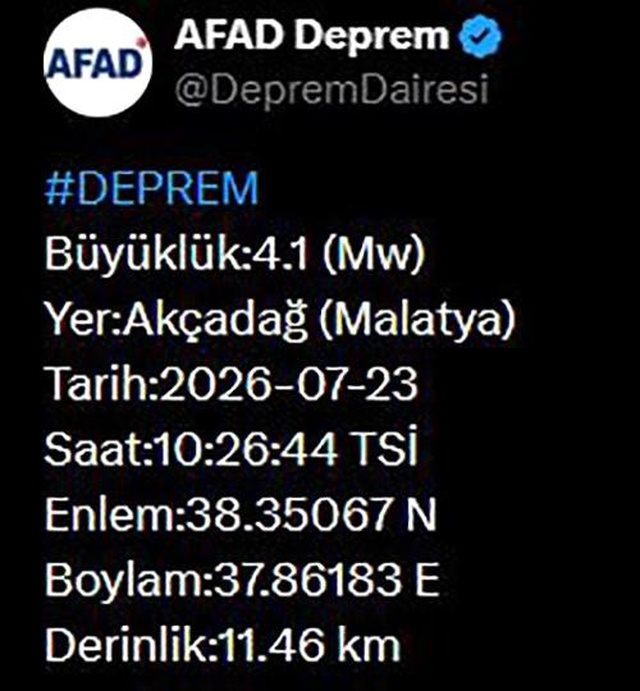 Malatya'da korkutan deprem