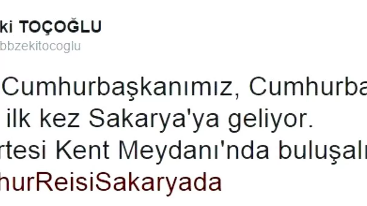 Başkan Toçoğlu Sakaryalılar\'ı Mitinge Davet Etti