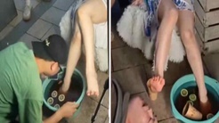 Çini karıştıran stant! Modellerin ayaklarını soktuğu içecek 364 liraya satıldı