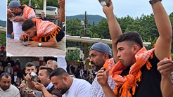 Bal yeme yarışmasındaki insanüstü performans kameralara yakalandı