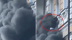 Kiev Bilimler Akademisine dron saldırısında akademisyenler yangından kaçmak için pencerelerden atladı