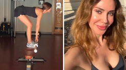 Demet Şener spor yaparken yere kapaklandı! İşte o anlar