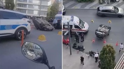 Maslakta korkutan kaza! Takla atan araçtan yürüyerek çıktı
