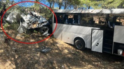 Aydında tur otobüsüyle uçurumdan yuvarlanan minibüs bu hale geldi! 2 ölü, 9 yaralı