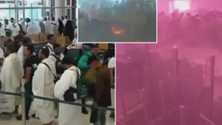 Umreciler uçuşa hazırlanırken havalimanına füze yağdı