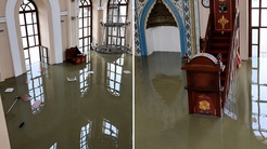 İstanbulda sel, tarihi yapıları da vurdu: Sadabad Camii sular altında