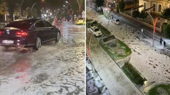 10 dakikalık dolu yağışı Bayburtu beyaza bürüdü