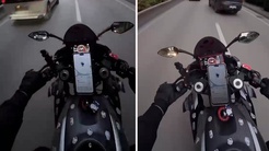 Bursa Osmangazide motosikletin otomobile çarptığı an kask kamerasında yer aldı