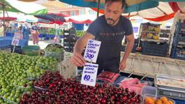 Kiraza Tanesi 10 TL etiketi yazan pazarcı konuştu: Çarpıtıldı
