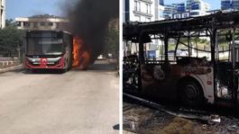 Facianın eşiğinden dönüldü! Halk otobüsü alev alev yandı