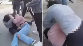 Kız öğrenciler, okul bahçesinde saç saça kavga etti