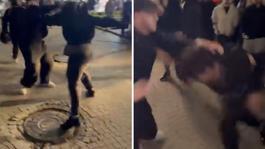 Başakşehirde iftarın ardından iki grup arasında çıkan kavga kamerada