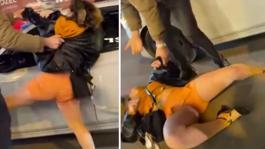 Sinir krizi geçiren kadın, vatandaşlara saldırıp kendini yerlere attı