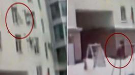 Mucizenin ta kendisi! 10. kattan düşen çocuğu montla yakaladı