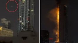 Alevler gökyüzüne yükseldi! İran Bahreyndeki gökdeleni böyle vurdu