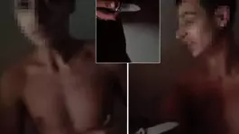 Dehşete düşüren görüntü: Bir kadın, biri yarı çıplak diğeri bıçaklı iki erkek