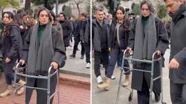 Sinem Dedetaş cenazeye yürüteçle katıldı