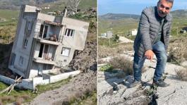 Dağ mahalleyi yutuyor! 14 ev yıkıldı, yolun güzergahı değişti