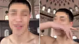 Camide yarı çıplak halde küfürlü şarkı söyledi, gözaltına alındı