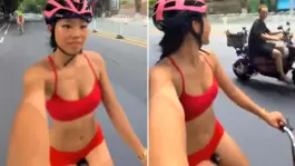 Kırmızı bikinisiyle trafiğe çıktı, 5 kazaya neden oldu