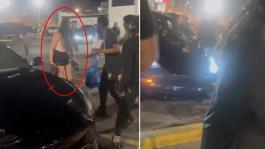 Alkolü fazla kaçıran genç kadın, araçla kalabalığın arasına daldı