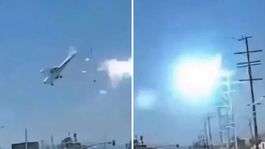 Elektrik tellerine çarpan uçak araçların üzerine böyle çakıldı!