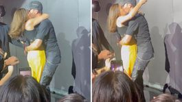 Konsere damga vuran an! Kadın hayranının dudaklarına yapıştı