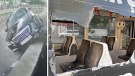Otomobilin çarptığı refüjden kopan taşlar tramvaydan içeri girdi: 4 yolcu yaralı