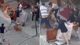 Ispartada sokak ortasında dehşet: Masa, sandalye ve sopalar havada uçuştu