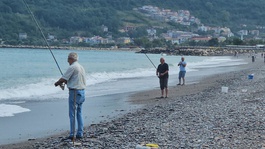 Karadenizde balık bolluğu: Oltasını kapan deniz kenarına koştu, kovalar doldu