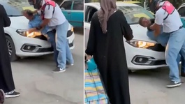 Bu neyin öfkesi? Babası yaşında adamı defalarca kaputa vurdu