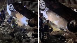 Ümraniyede şarampole devrilen otomobilin sürücüsü Mehmet A. hayatını kaybetti