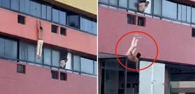 Otel penceresinden dehşet anları Başkasının eşiyle yakalanınca kaçmaya çalıştı
